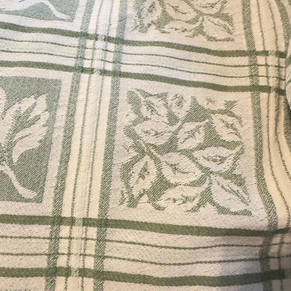 Thick Tablecloth 54X70 Oval Green Leaf Fall Autumn